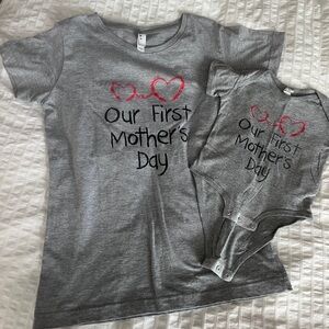 Matching Gray Mother's Day T-Shirt and Onesie Set